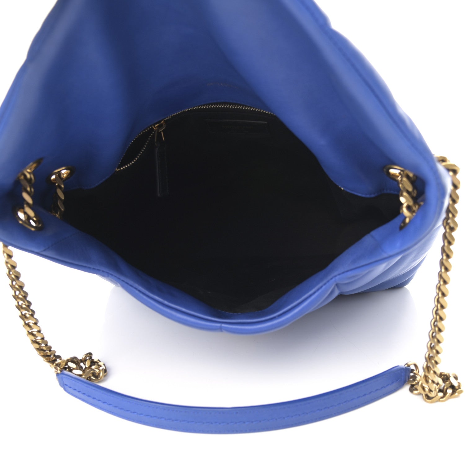 Saint Laurent Lambskin Quilted Medium Loulou Puffer Monogram Chain Satchel Majorele Blue 4 of 13