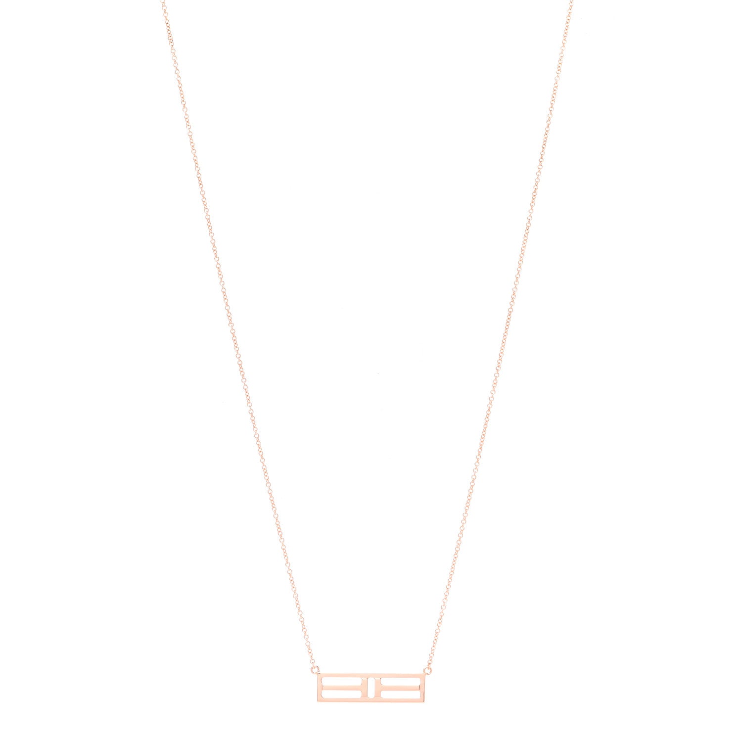 Tiffany 18K Rose Gold T Open Horizontal Bar Pendant Necklace 1 of 6