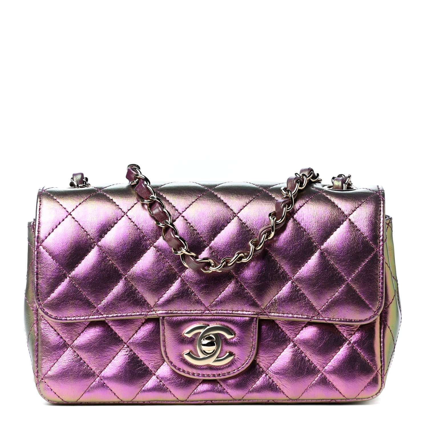Chanel Iridescent Lambskin Quilted Mini Rectangular Flap Purple 1 of 5