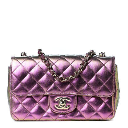 Chanel Iridescent Lambskin Quilted Mini Rectangular Flap Purple 1 of 5