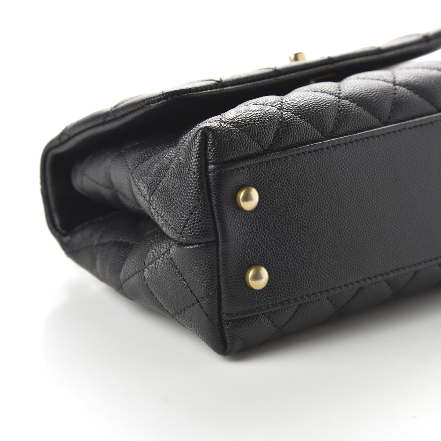 Caviar Lizard Embossed Quilted Mini Coco Handle Flap Black