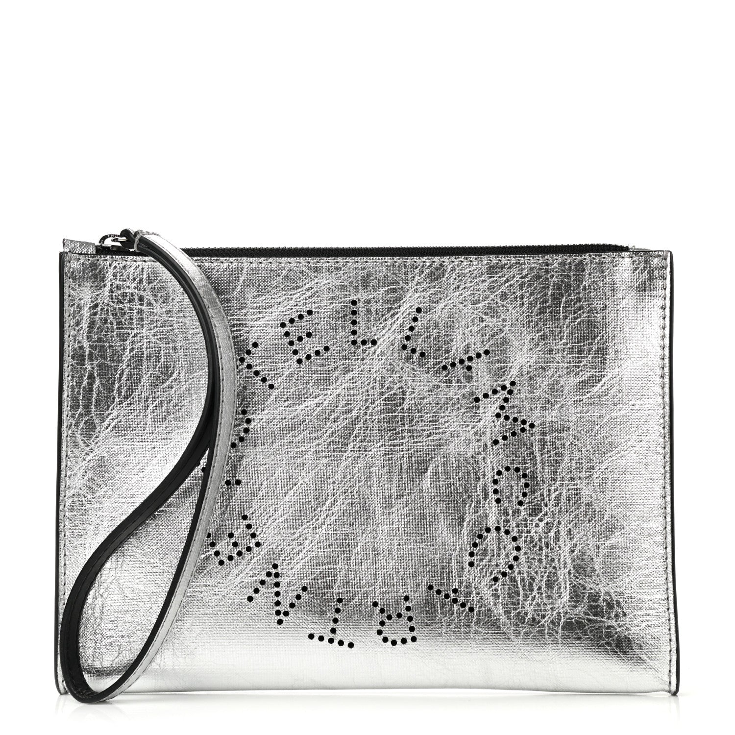 Stella McCartney Metallic Alter Nappa Perforated Pouch Silver 1 of 5
