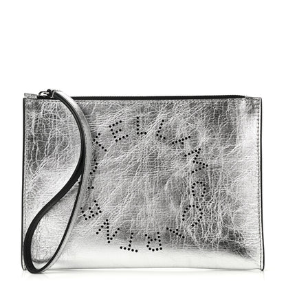 Stella McCartney Metallic Alter Nappa Perforated Pouch Silver 1 of 5