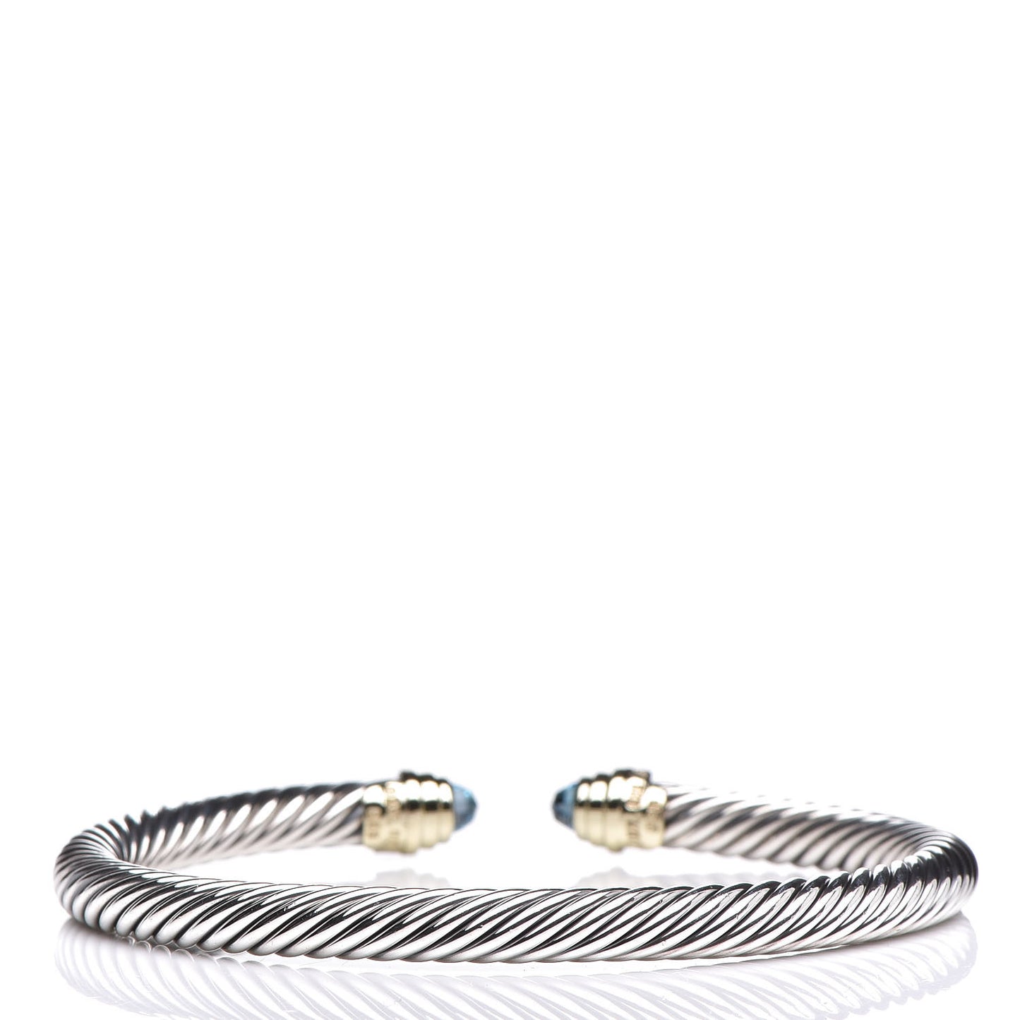 Sterling Silver 14K Yellow Gold Blue Topaz 5mm Cable Classics Petite Color Bracelet