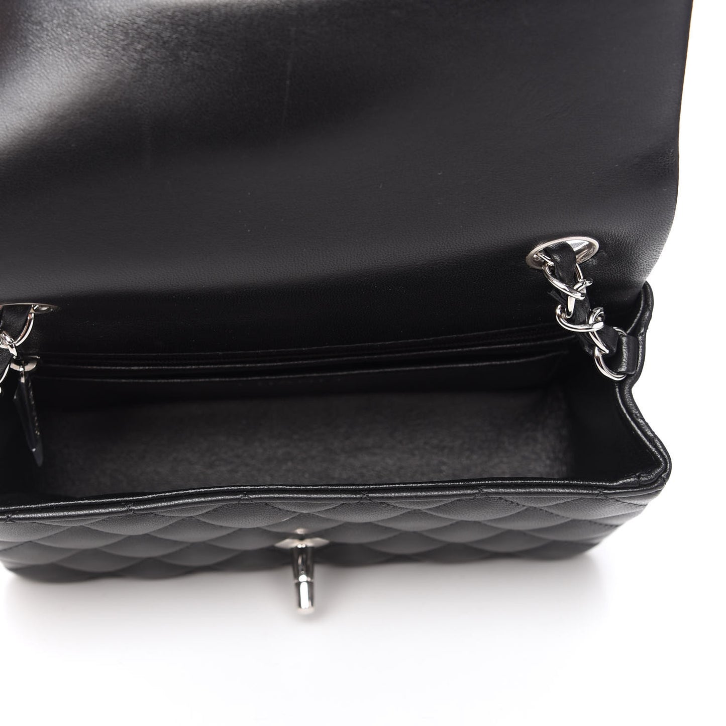 Lambskin Quilted Mini Rectangular Flap Black
