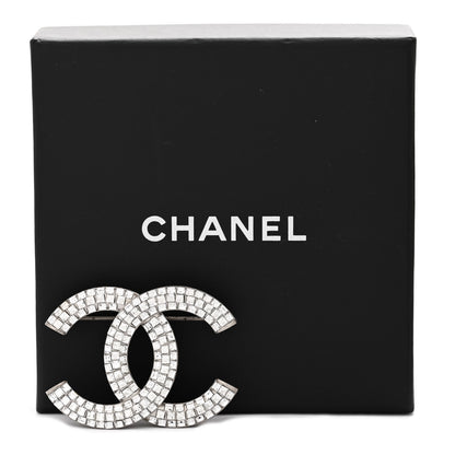 Chanel Metal Baguette Crystal CC Brooch Silver 5 of 5