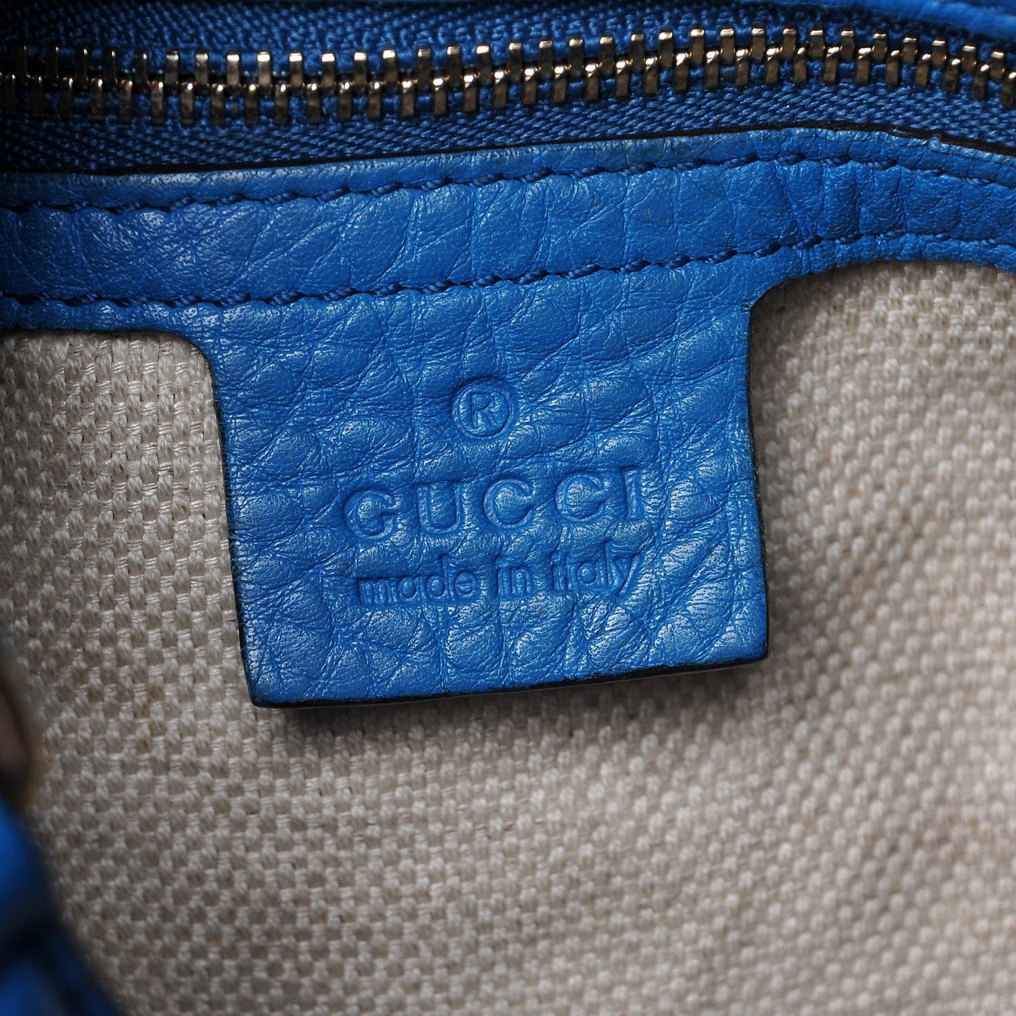 Pebbled Calfskin Large Soho Shoulder Bag Riviera Blue