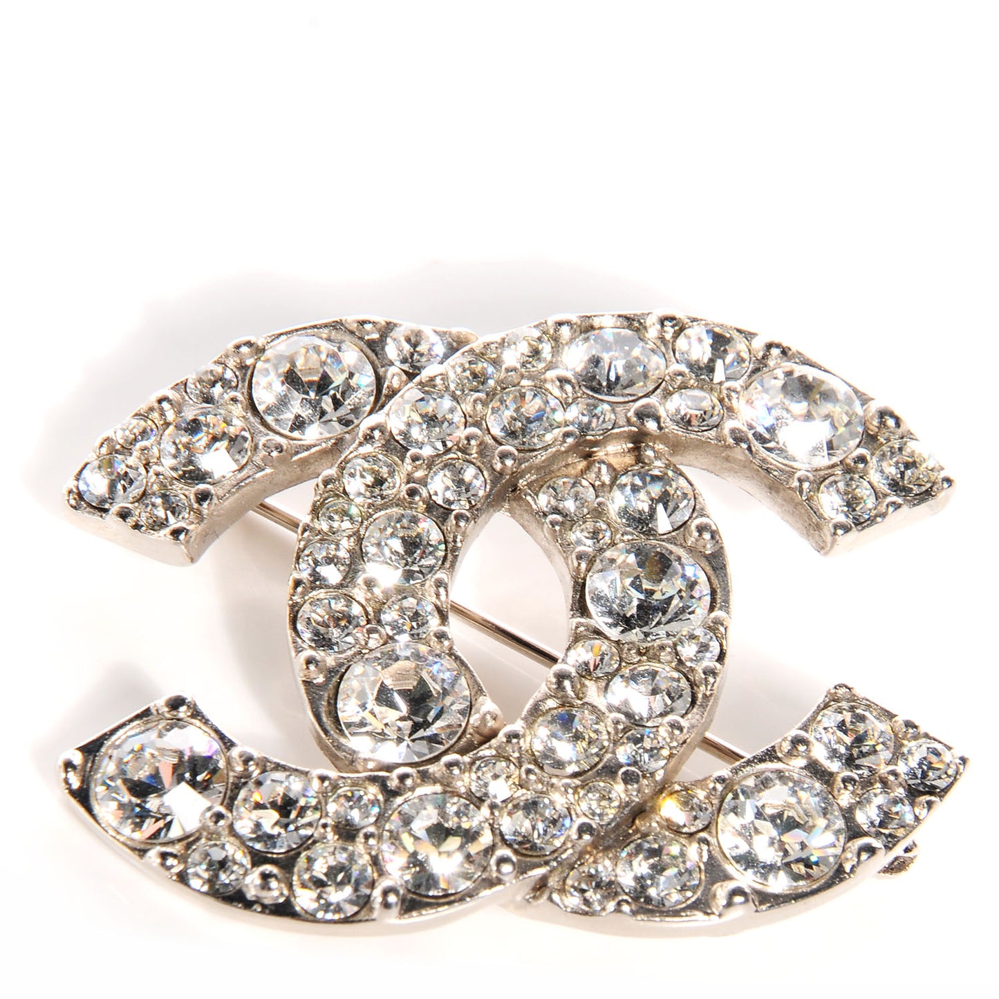 Swarovski Crystal CC Brooch Silver