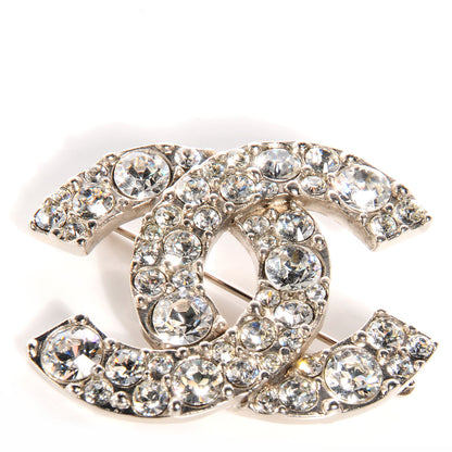 Chanel Swarovski Crystal CC Brooch Silver 1 of 4