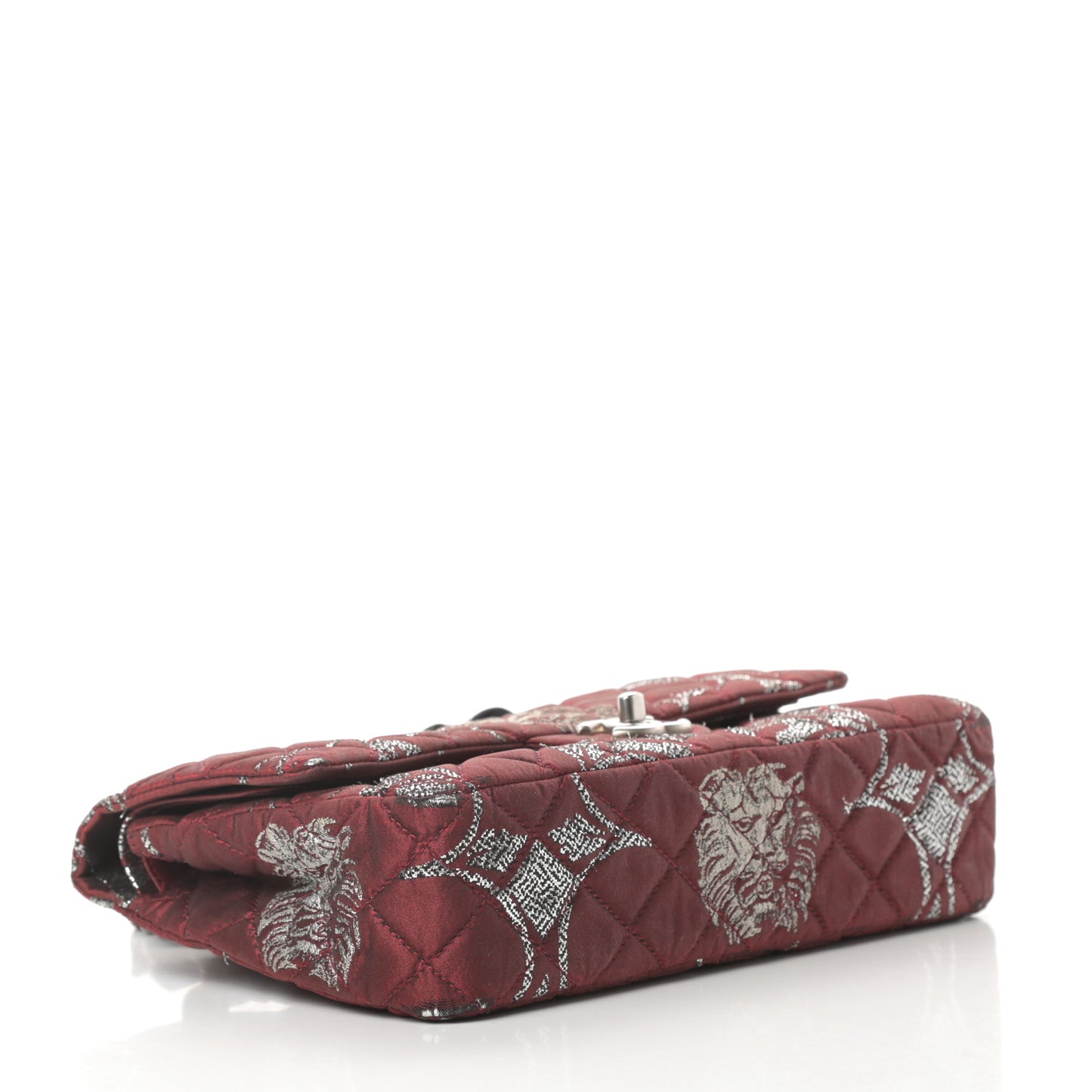 Metallic Brocade Quilted Medium Double Flap Rouge Argent