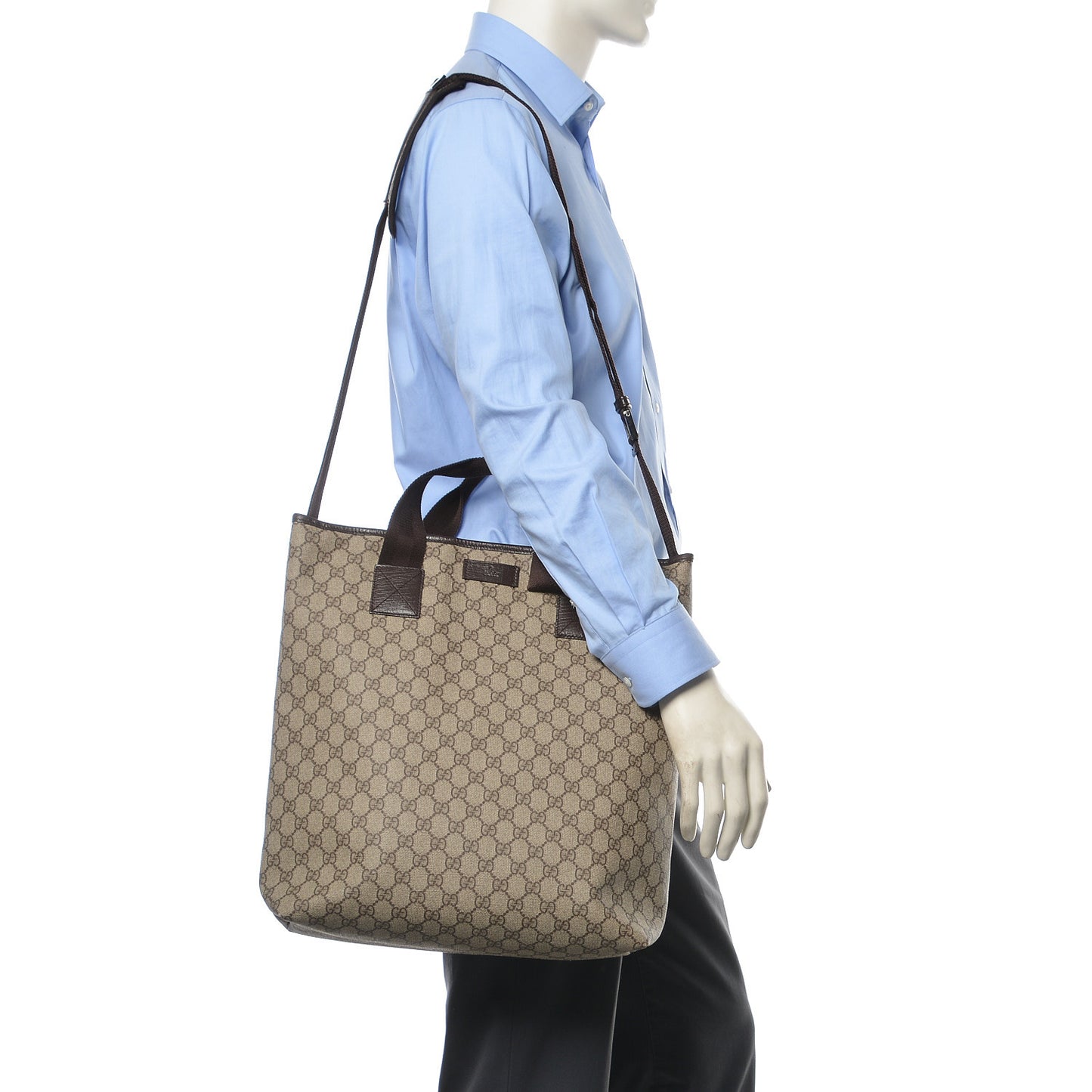 Soft GG Supreme Monogram Web Handle Vertical Tote Dark Brown
