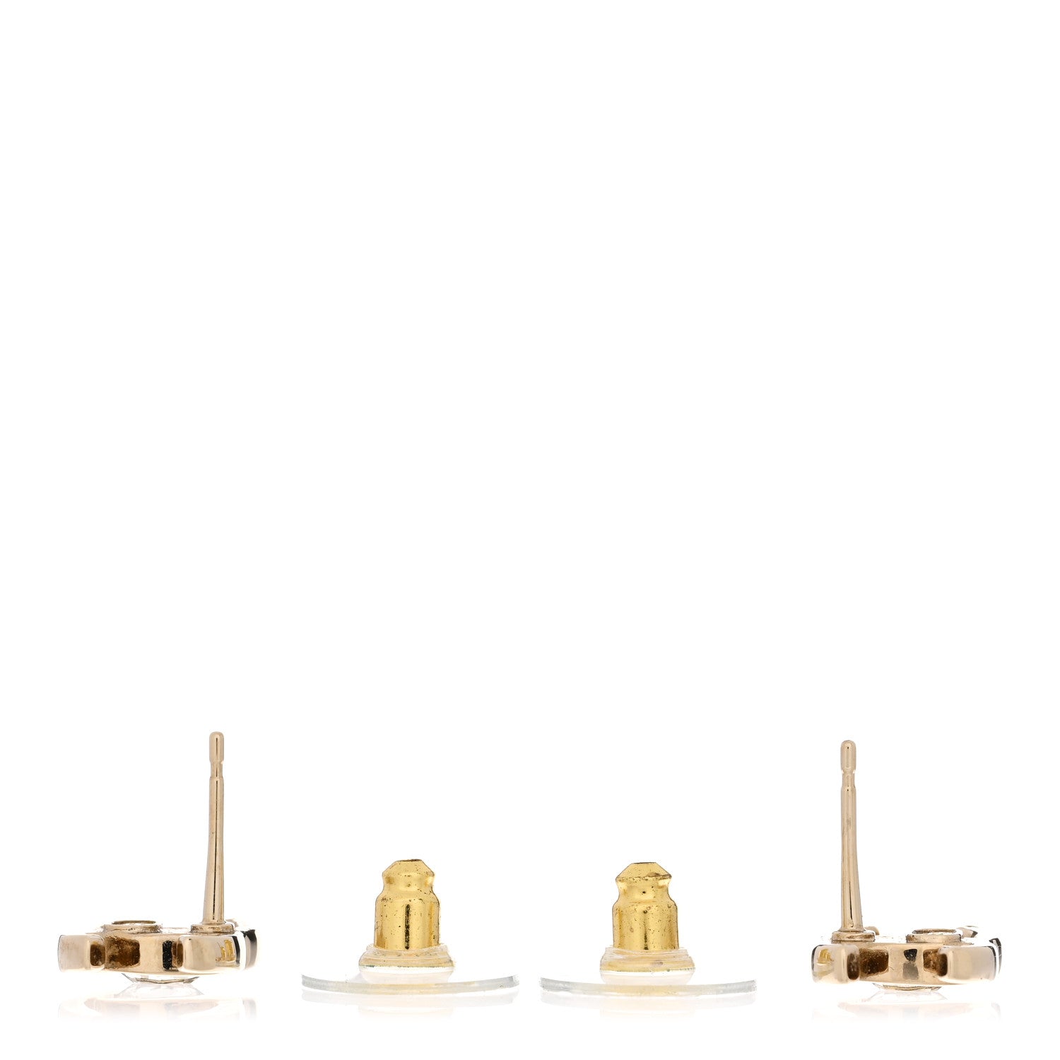 Chanel Crystal CC Large Stud Earrings Gold 3 of 5
