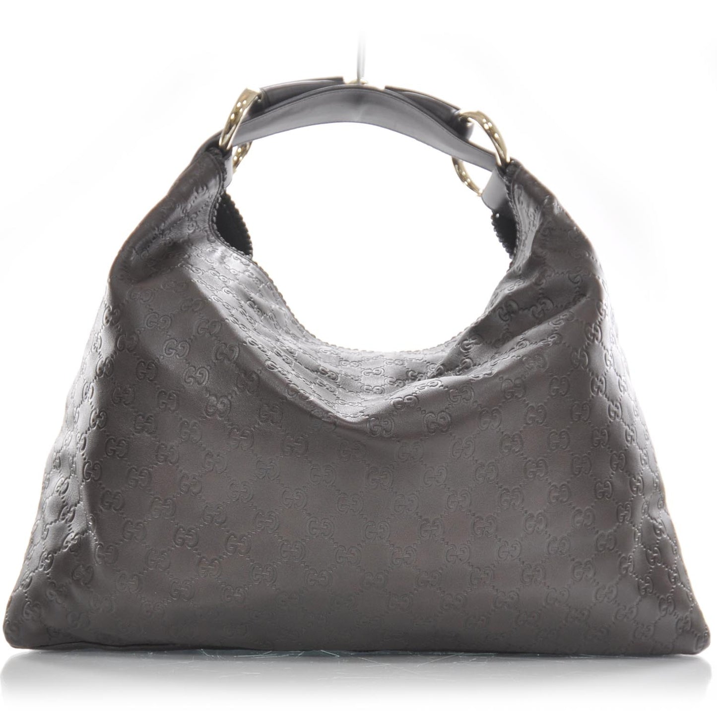 Guccissima Large Horsebit Chain Hobo Brown