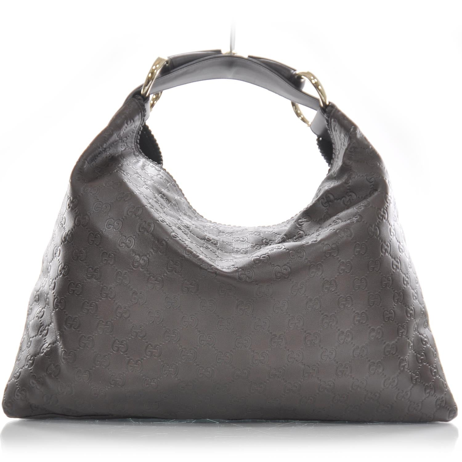 Gucci Guccissima Large Horsebit Chain Hobo Brown 1 of 9