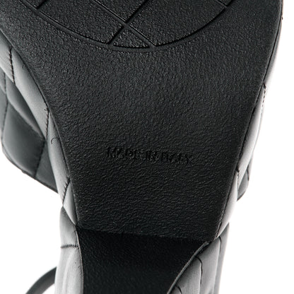 Chanel Lambskin Quilted Peep Toe Wedge Sandals 38.5 Black 6 of 10