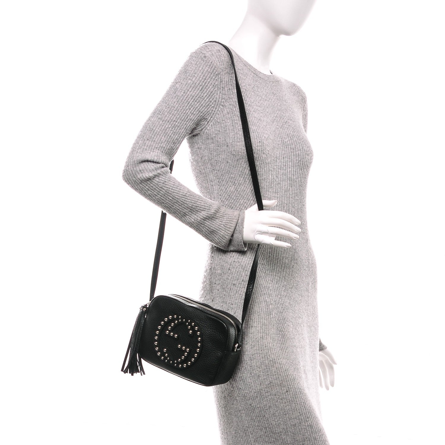Gucci Pebbled Calfskin Studded Small Soho Disco Bag Black 2 of 7