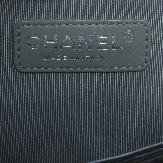 Metallic Calfskin Quilted Medium Boy Flap Black