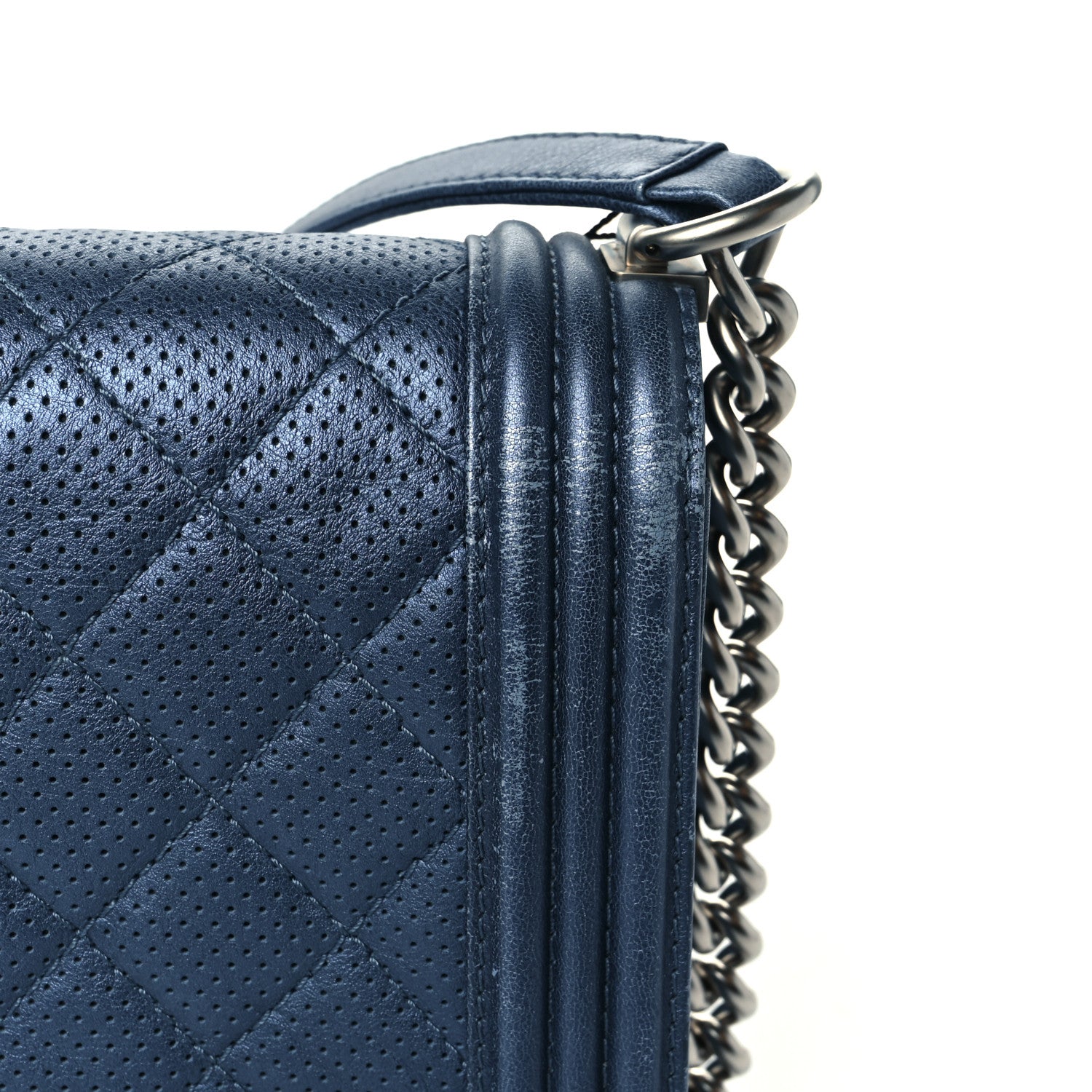 Chanel Perforated Lambskin Quilted New Medium Boy Flap Blue 15 of 18