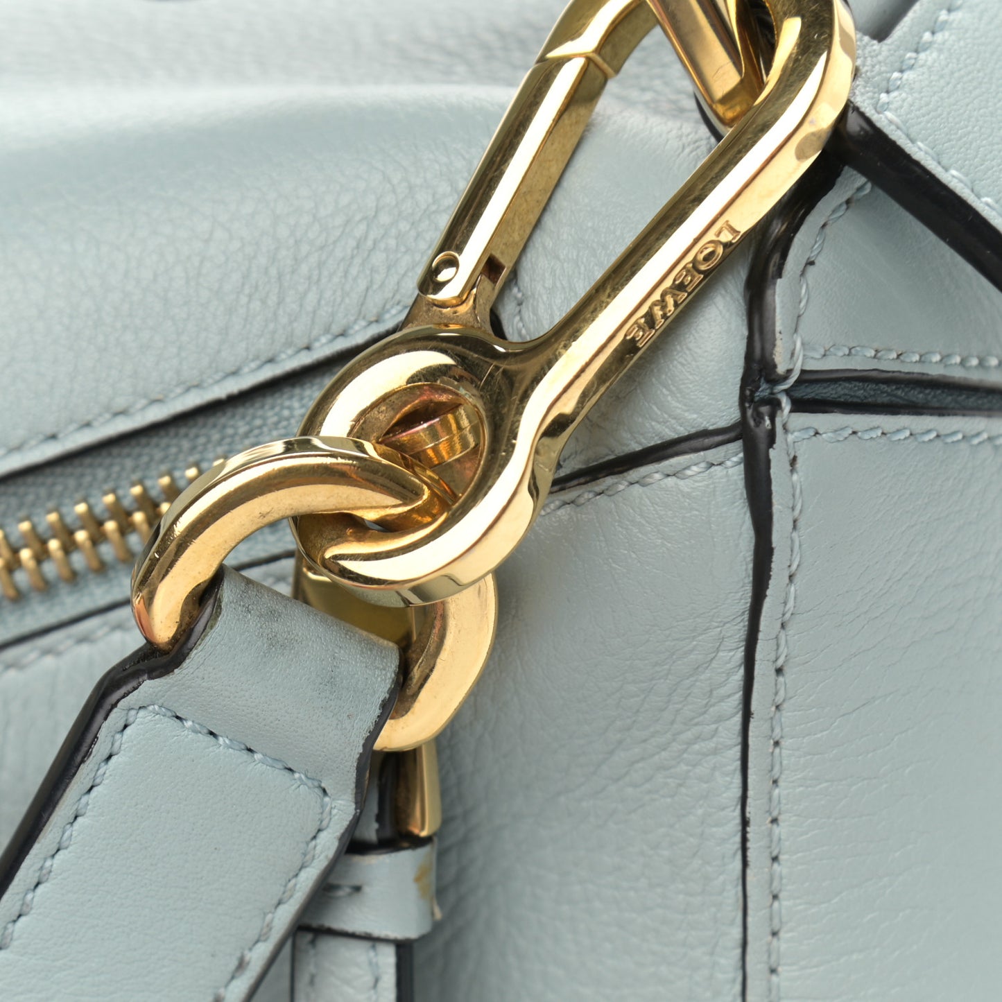 Calfskin Small Puzzle Bag Aqua Light Blue Stone Blue