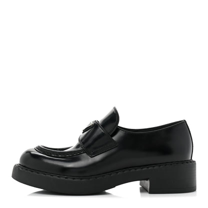 Prada Spazzolato Metal Triangle Logo 50mm Loafers 38 Black 1 of 9