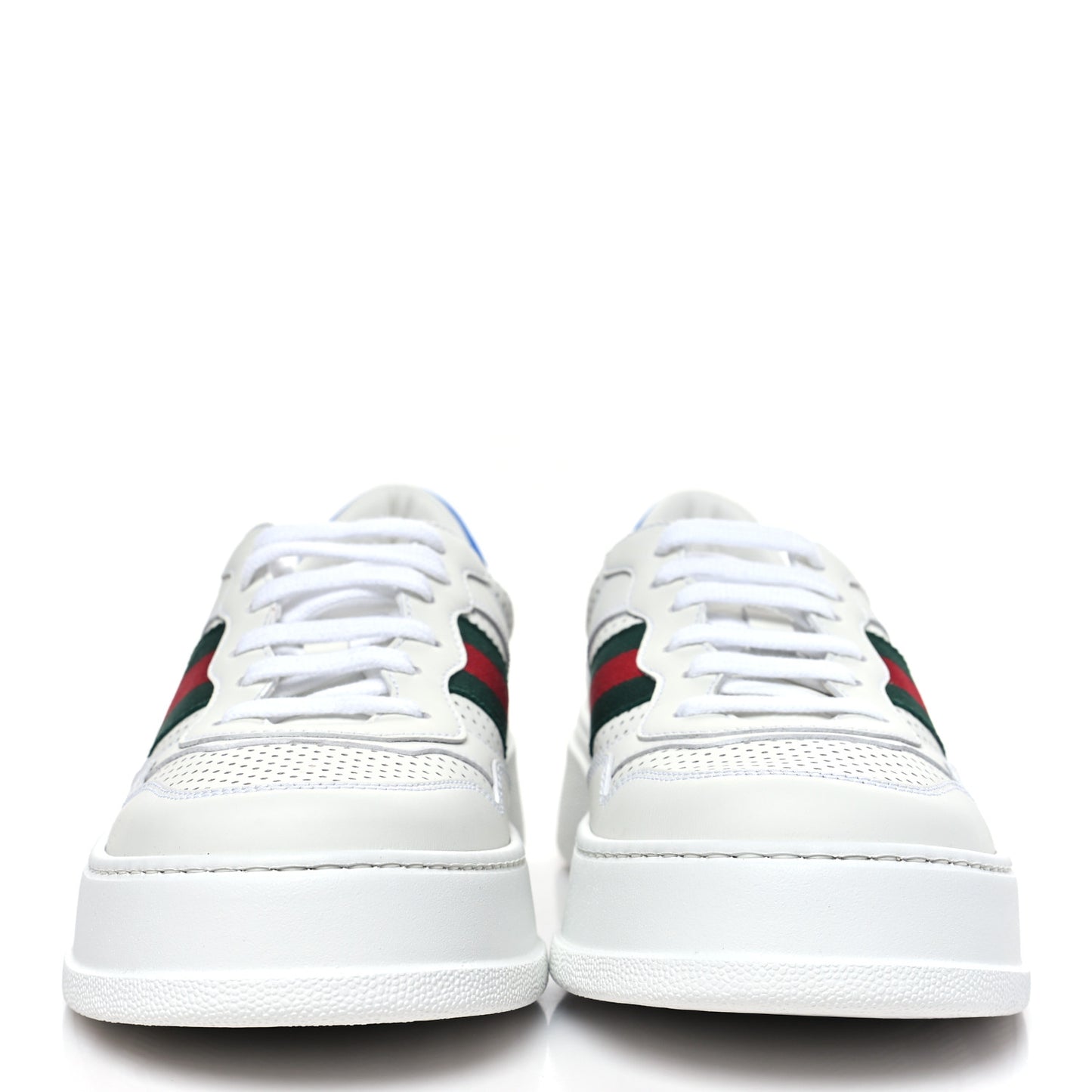 Calfskin Web Perforated Womens Platform 55mm Sneakers 41 White Bright Splash