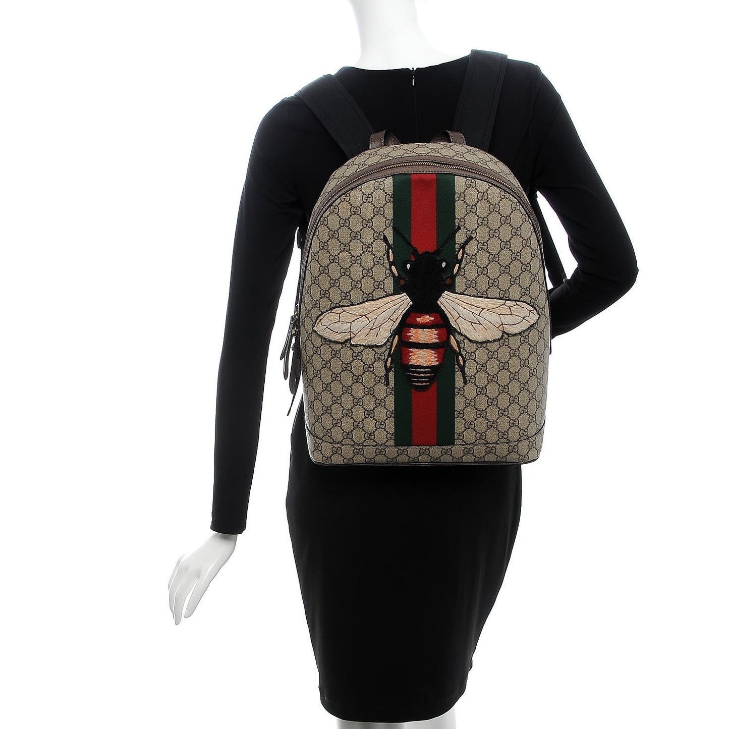 GG Supreme Monogram Web Animalier Bee Dome Backpack