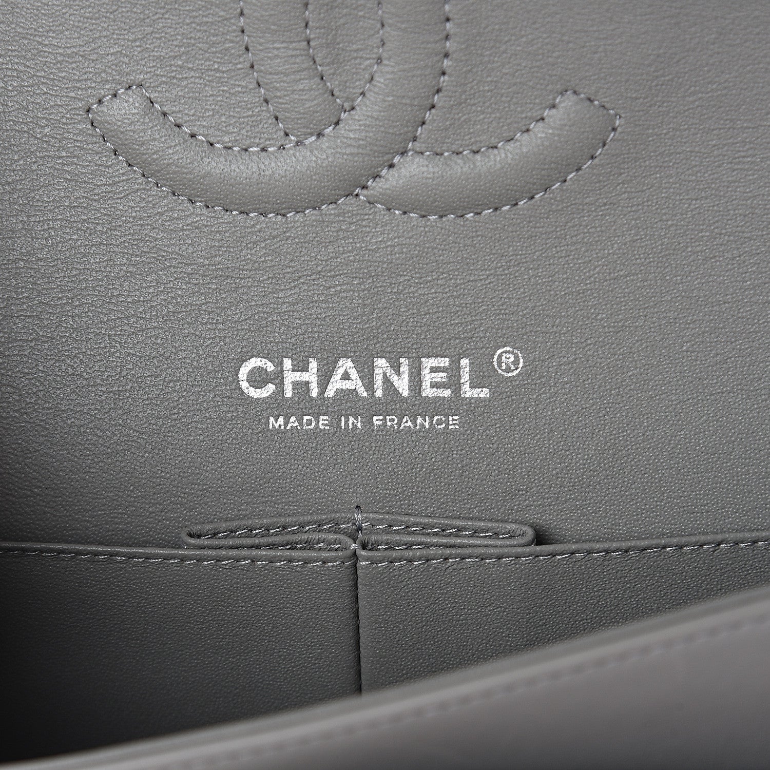 Chanel Lambskin Quilted Medium Double Flap Grey 5 of 9