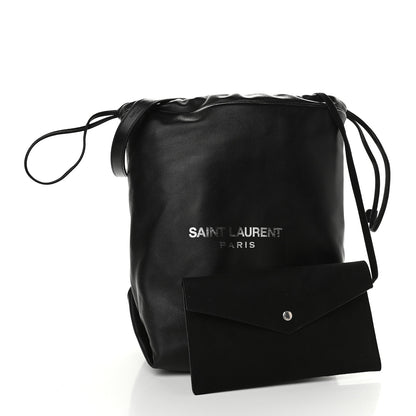 Saint Laurent Lambskin Teddy Bucket Bag Black 3 of 8