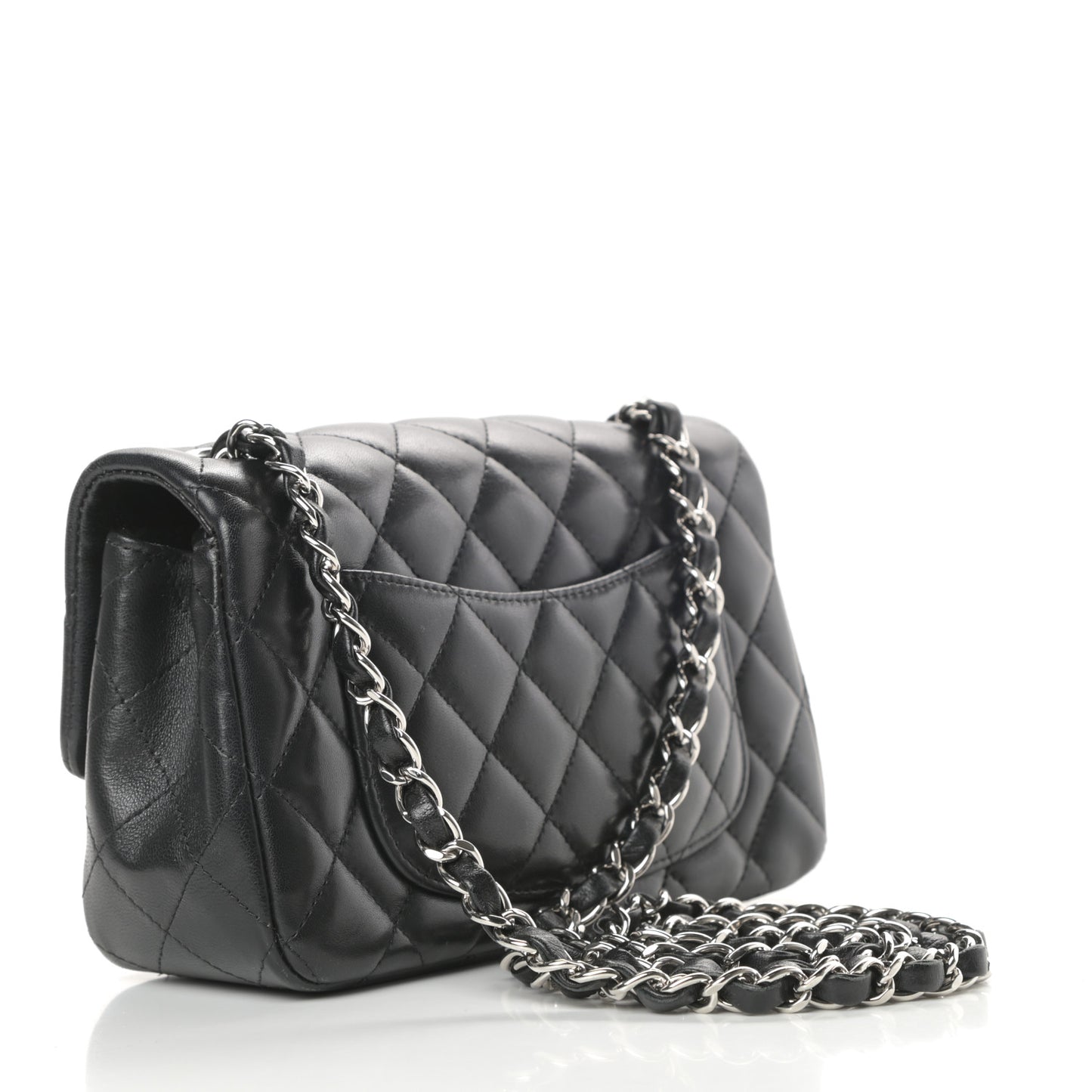 Lambskin Quilted Mini Rectangular Flap Black