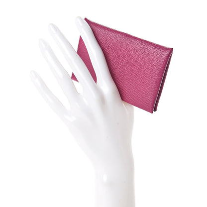 Hermes Chevre Mysore Calvi Card Case Rose Pourpre 2 of 8