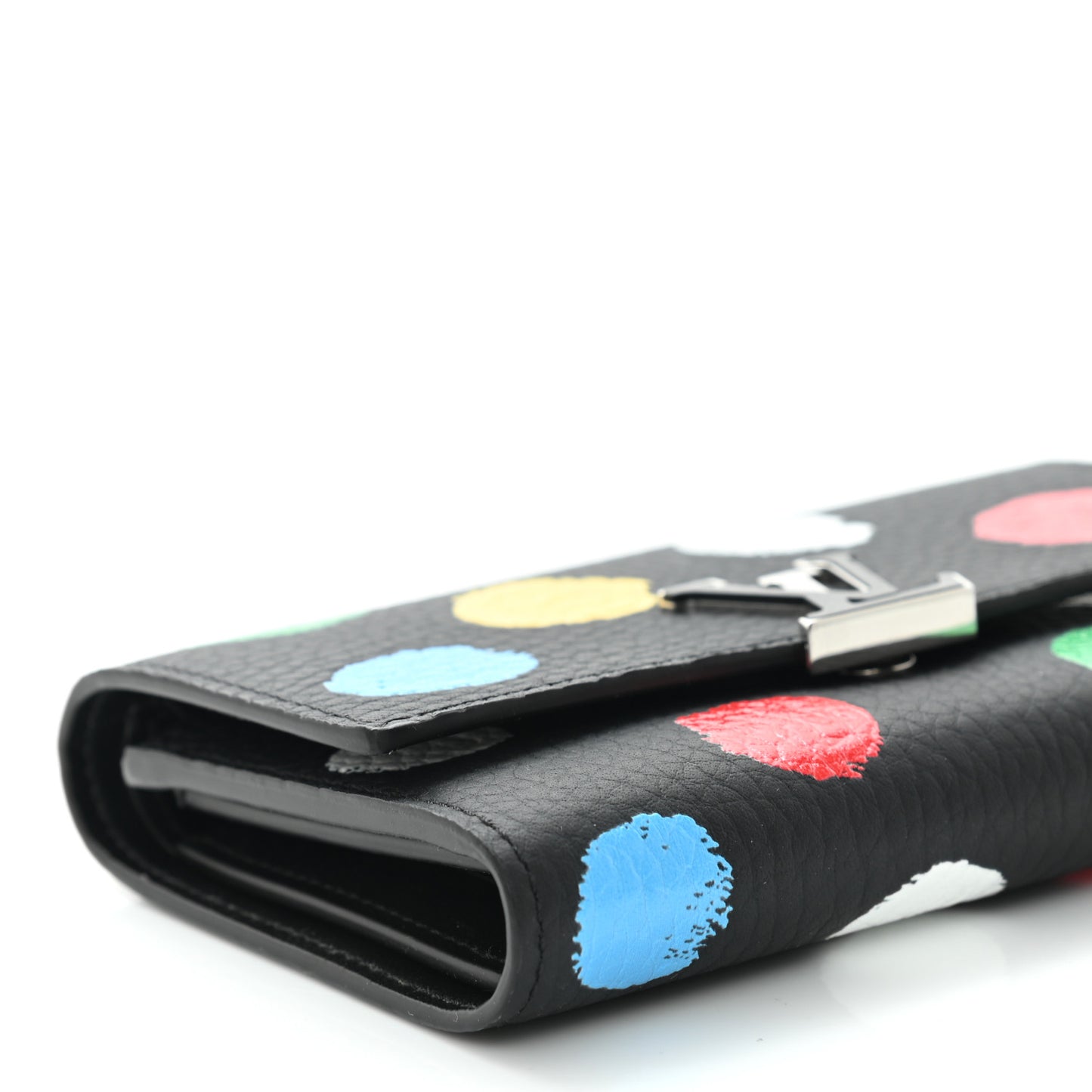 LV X YK Taurillon Dots Capucines Compact Wallet Black