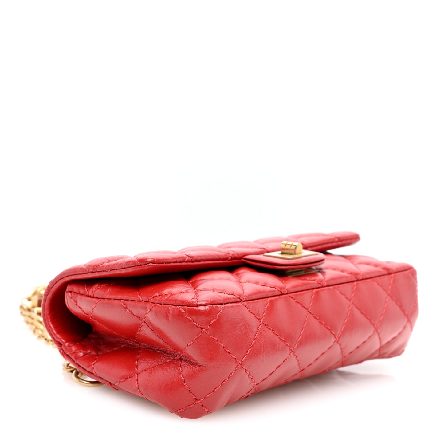 Aged Calfskin Quilted 2.55 Reissue Flap Belt Bag Red