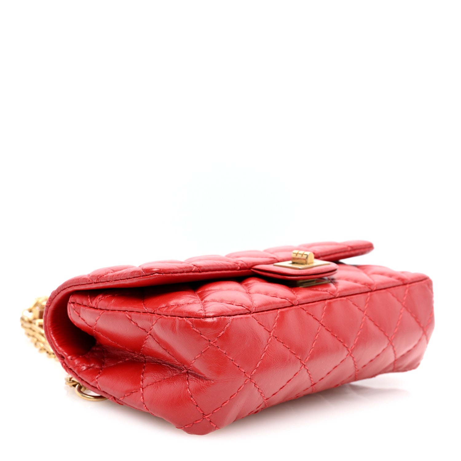 Chanel Aged Calfskin Quilted 2.55 Reissue Flap Belt Bag Red 4 of 10