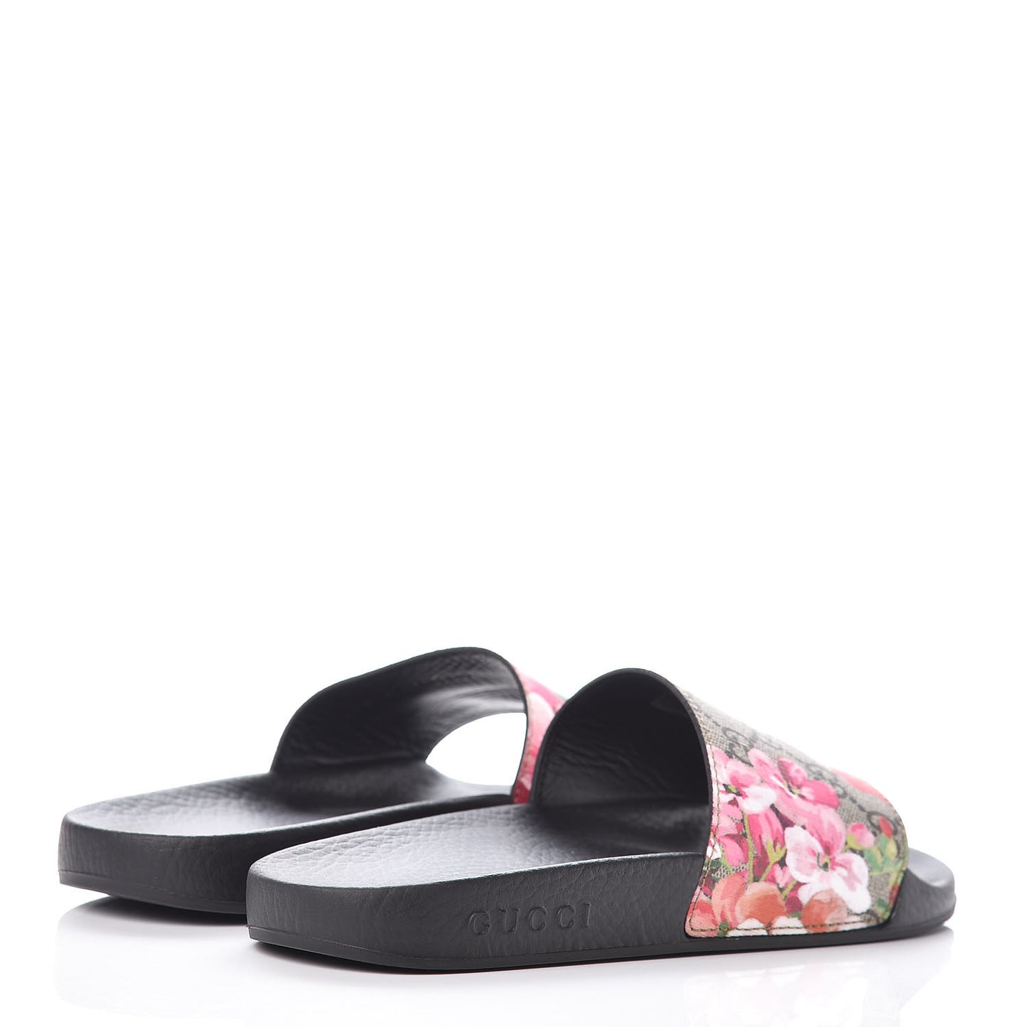 GG Supreme Monogram Blooms Slide Sandals 37 Beige Multicolor