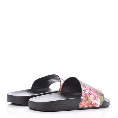 Gucci GG Supreme Monogram Blooms Slide Sandals 37 Beige Multicolor 4 of 9