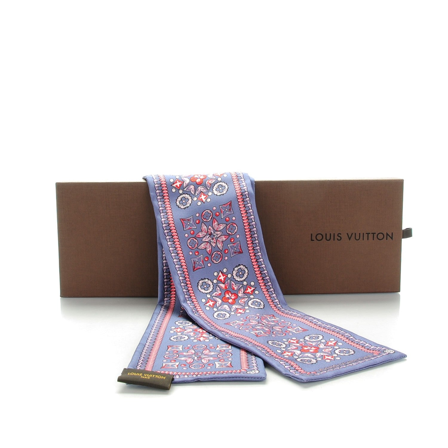 Louis Vuitton Silk Monogram Giant Lvrtual Flowers Bandeau Denim 7 of 7