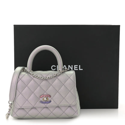 Chanel Iridescent Caviar Quilted Extra Mini Coco Handle Flap Purple 11 of 11