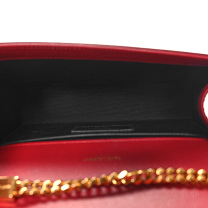 Saint Laurent Grain De Poudre Small Monogram Kate Satchel Red 6 of 9