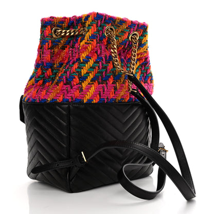 Saint Laurent Tweed Lambskin Matelasse Monogram Joe Backpack Black Rosso Multicolor 3 of 10