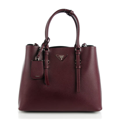 Prada Saffiano Cuir Medium Double Handle Tote Granato 1 of 8