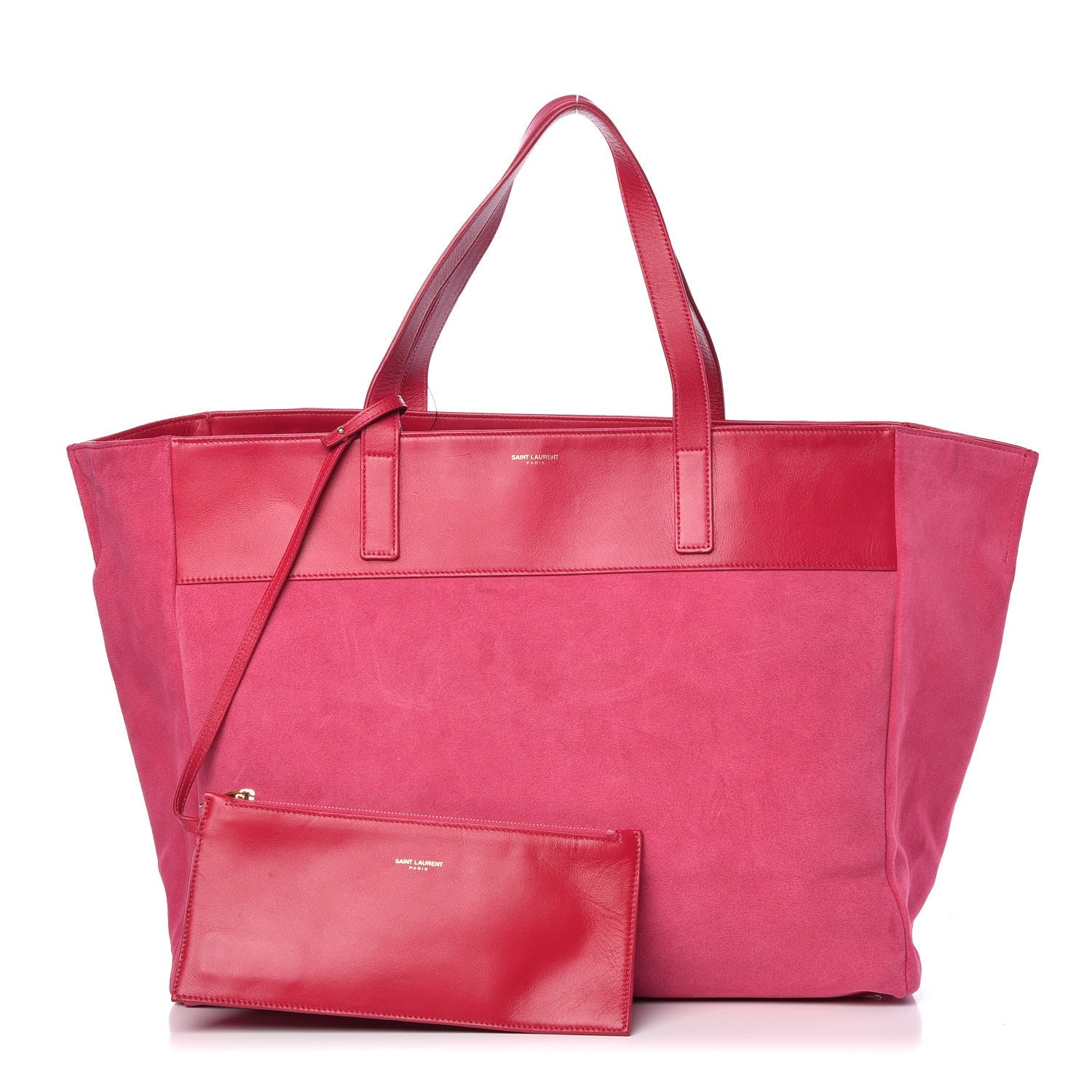 Saint Laurent Calfskin Suede Reversible East West Shopper Tote Fuchsia 3 of 13