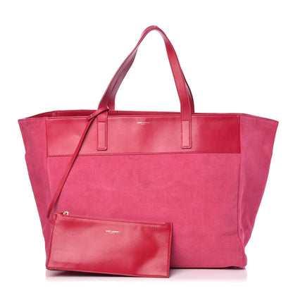 Saint Laurent Calfskin Suede Reversible East West Shopper Tote Fuchsia 3 of 13