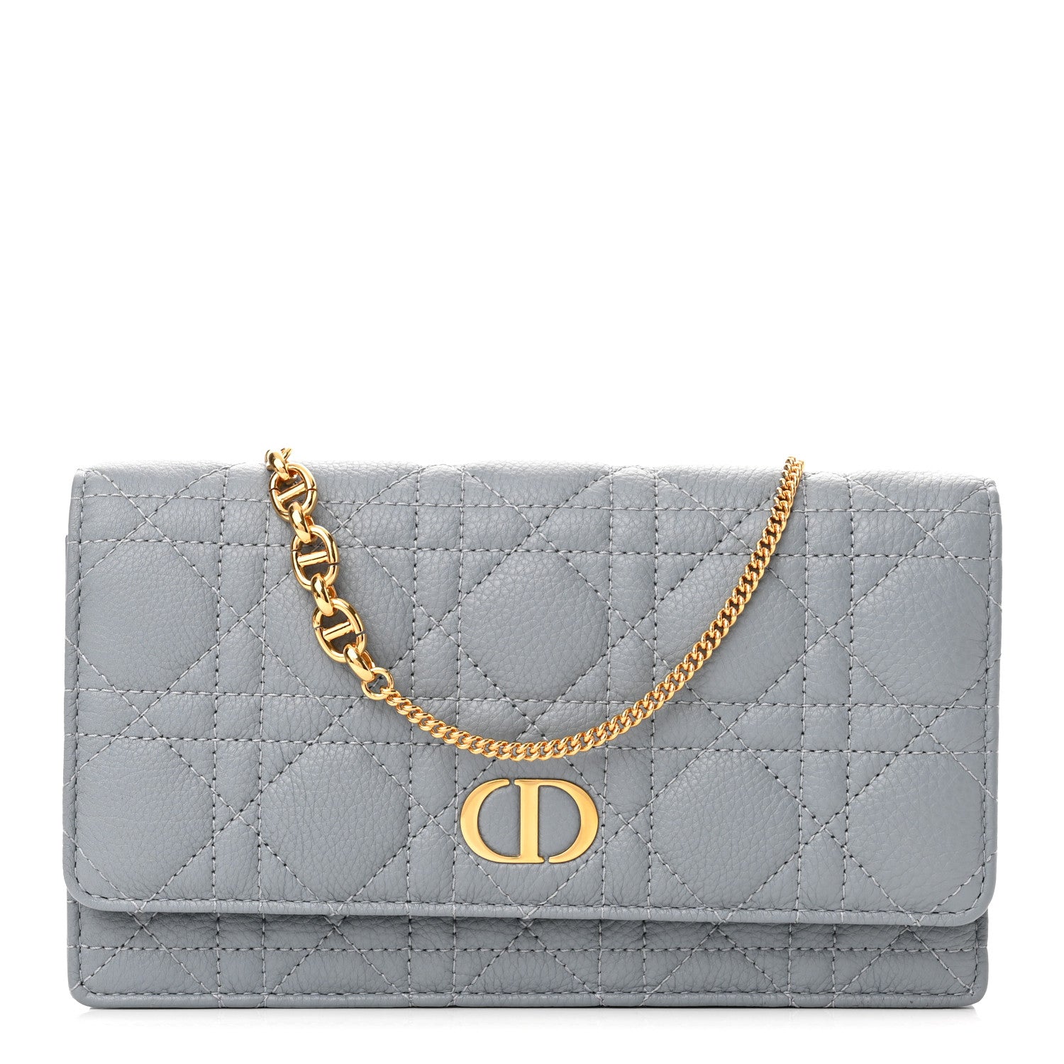 Christian Dior Supple Calfskin Caro Pouch with Chain Cloud Blue 1 of 11