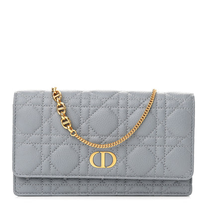 Christian Dior Supple Calfskin Caro Pouch with Chain Cloud Blue 1 of 11
