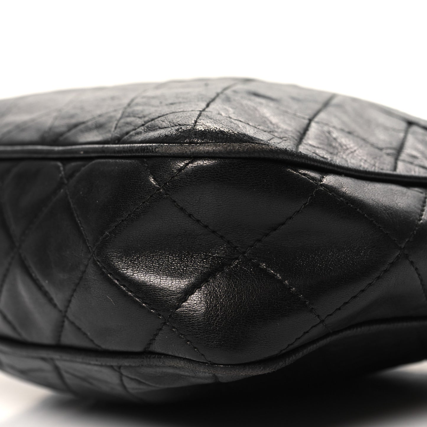 Lambskin Quilted Tassel Camera Case Black