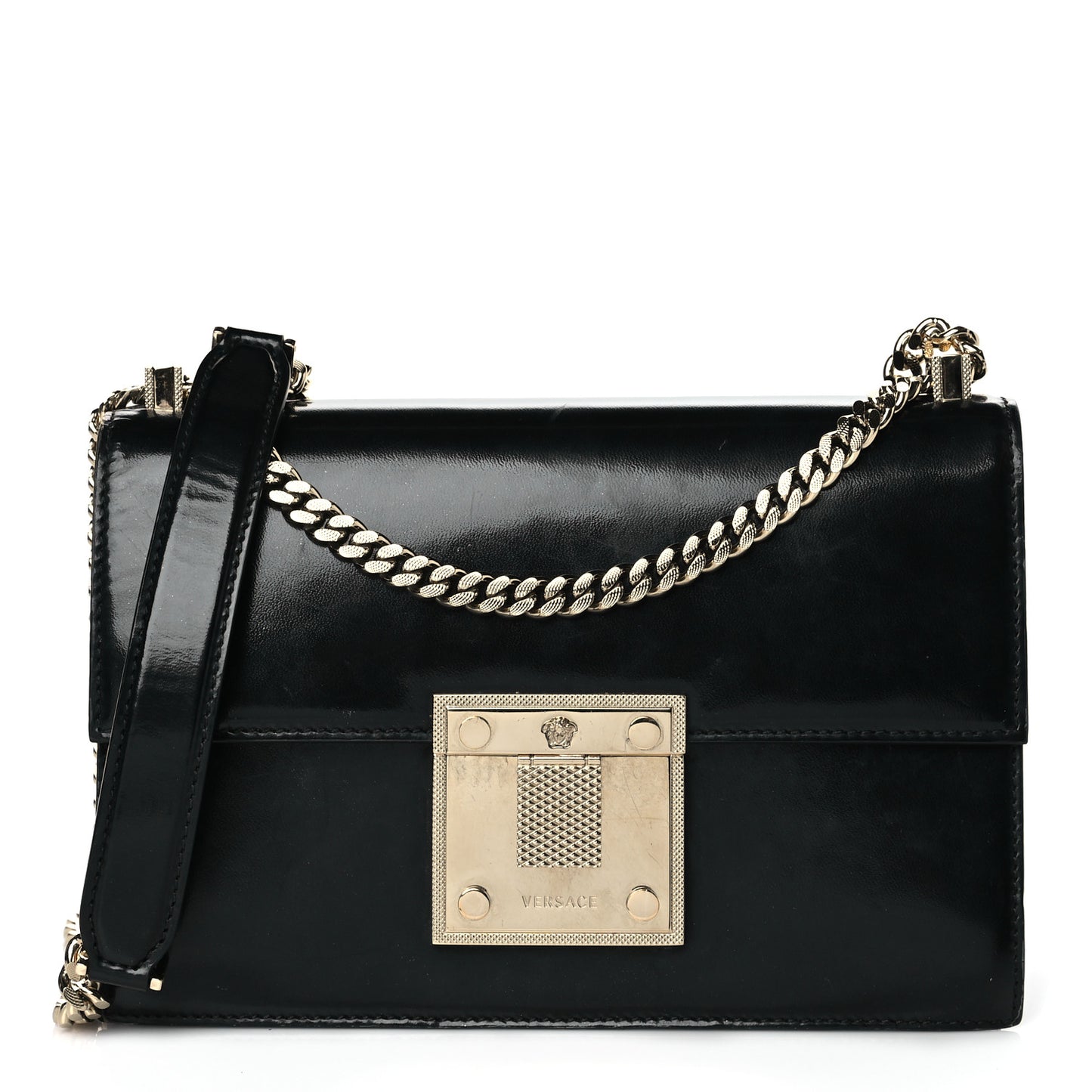Nappa Large Diamante Flap Black