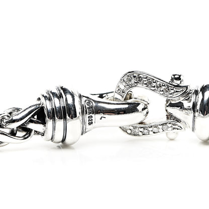 David Yurman Sterling Silver Diamond 6mm Buckle Wheat Chain Bracelet 3 of 3