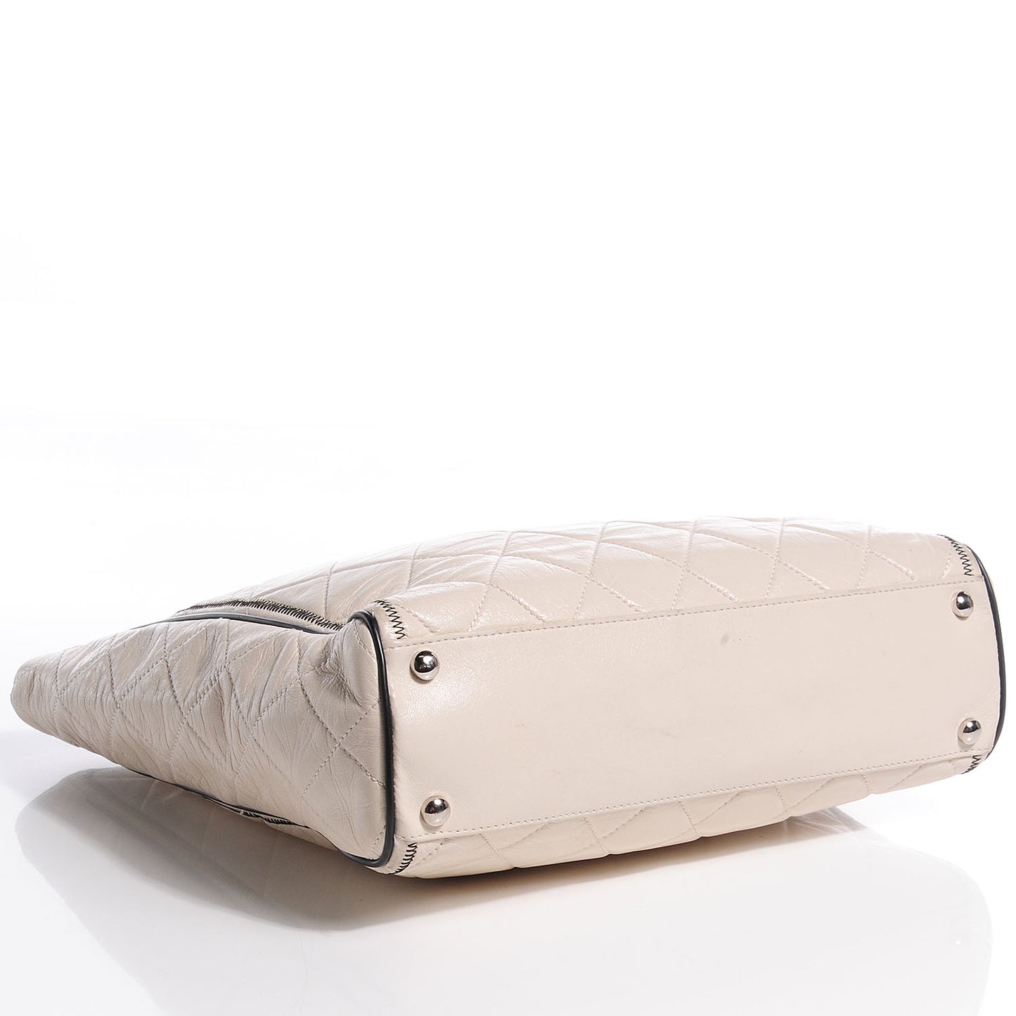 Lambskin Quilted North South Large Tote Ivory