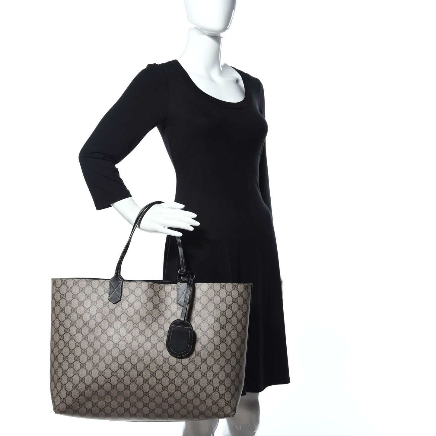 GG Supreme Monogram Large Reversible Tote Beige Black