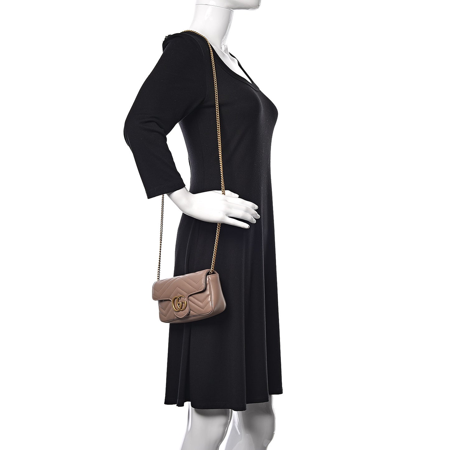 Calfskin Matelasse Super Mini GG Marmont Shoulder Bag Porcelain Rose